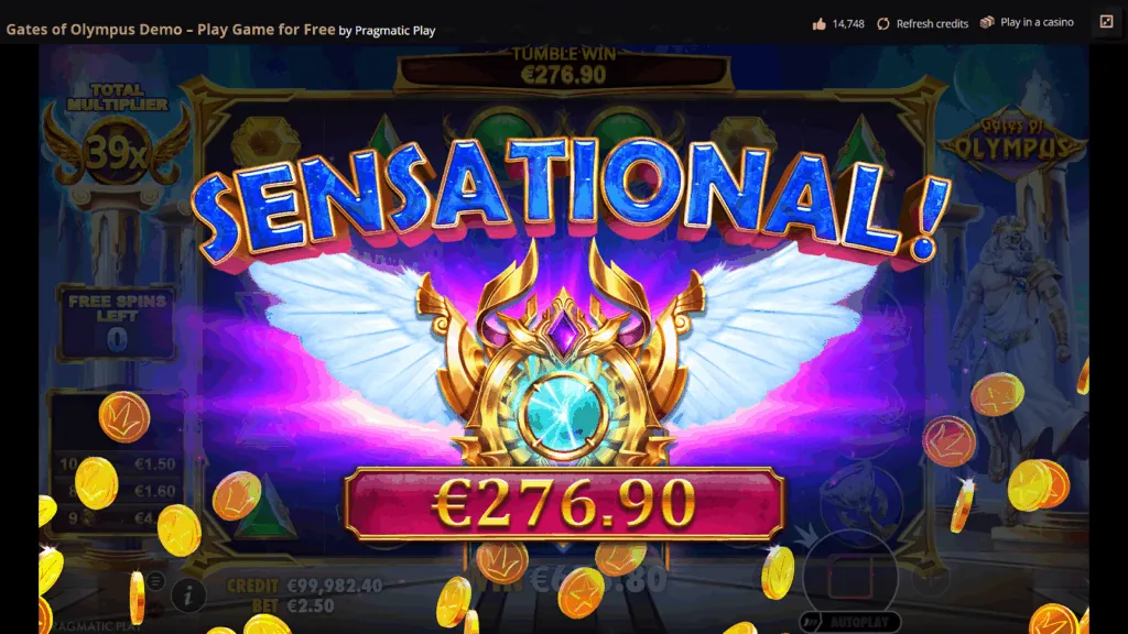 Maximum win potential of 5000x in Gates of Olympus