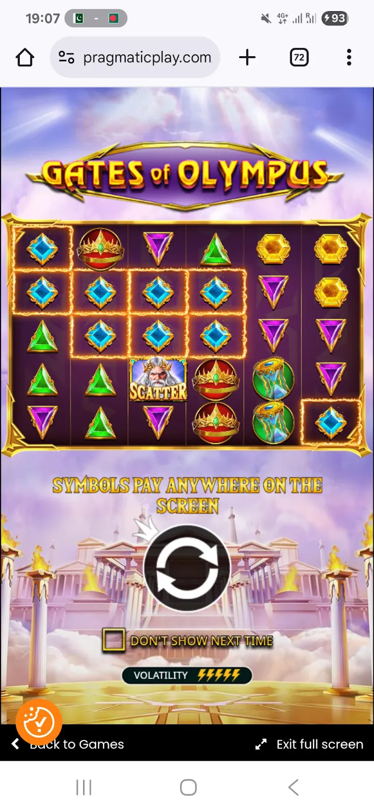 Gates of Olympus mobile gaming on smartphone